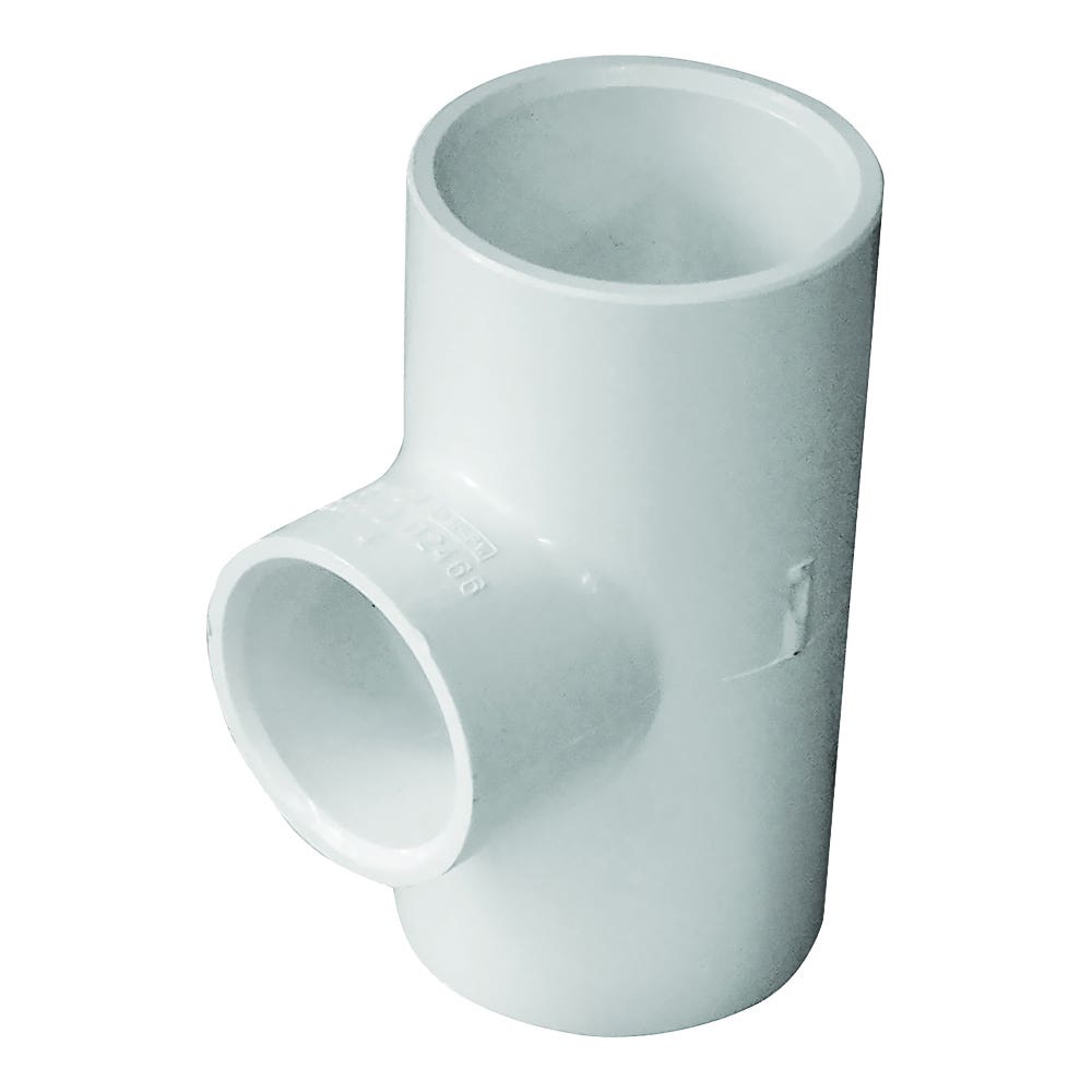 Genova 300 Series Pipe Reducing Tee, 1 x 3/4 in, Slip x Slip-Joint, PVC, White, SCH 40 Schedule