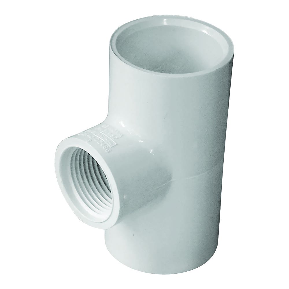 Genova 300 Series Pipe Reducing Tee, 1 x 3/4 in, Slip x Slip-Joint x FIP, PVC, White, SCH 40 Schedule