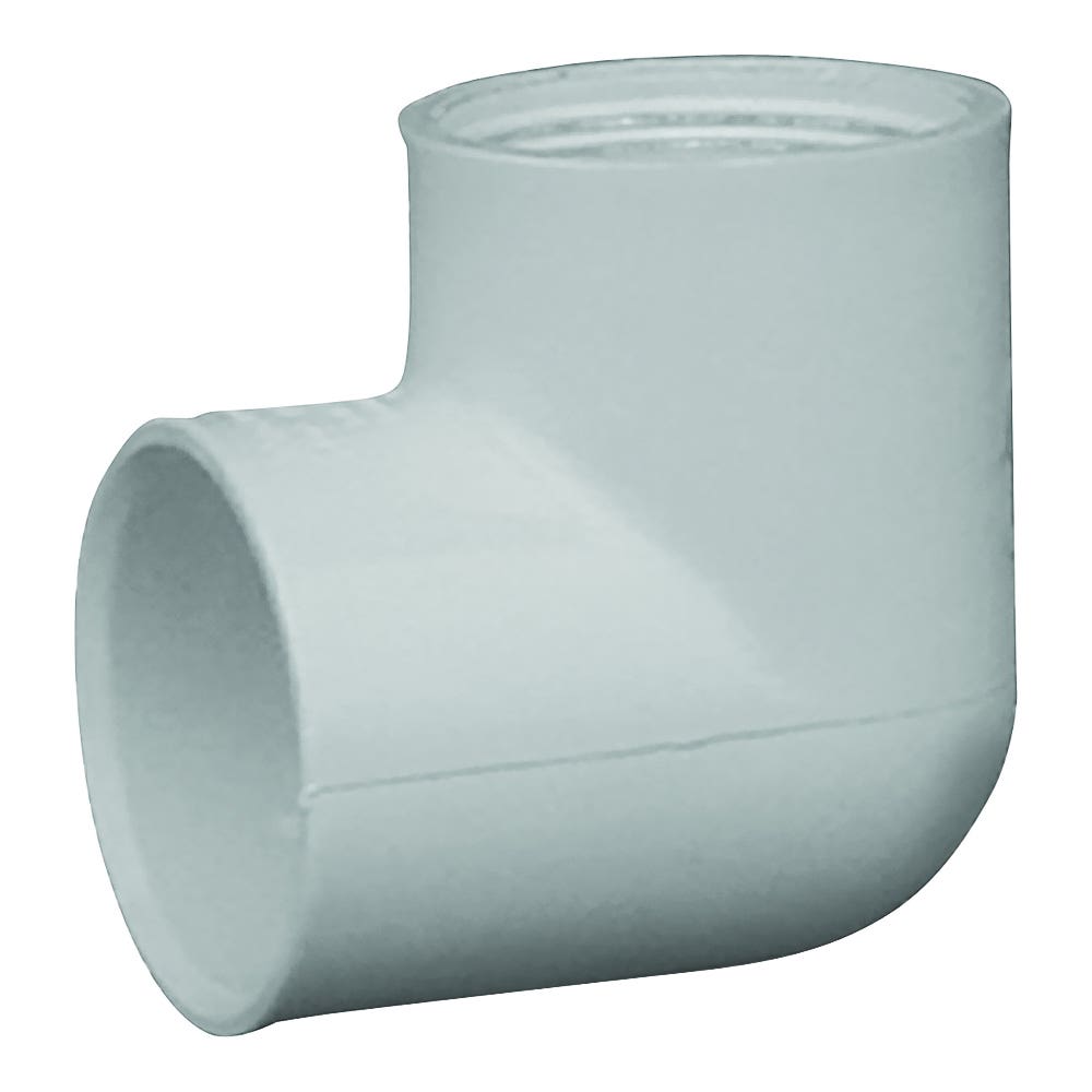 Genova 300 Series Pipe Elbow, 1 in, Slip x FIP, 90 deg Angle, PVC, White, SCH 40 Schedule