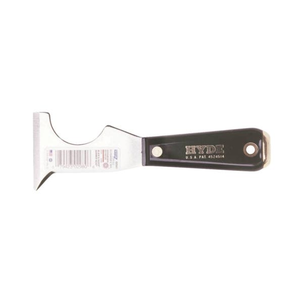 Hyde Black & Silver Series 02980 Multi-Tool, 2-1/2 in W Blade, Stiff Blade, HCS Blade, Nylon Handle, Ergonomic Handle