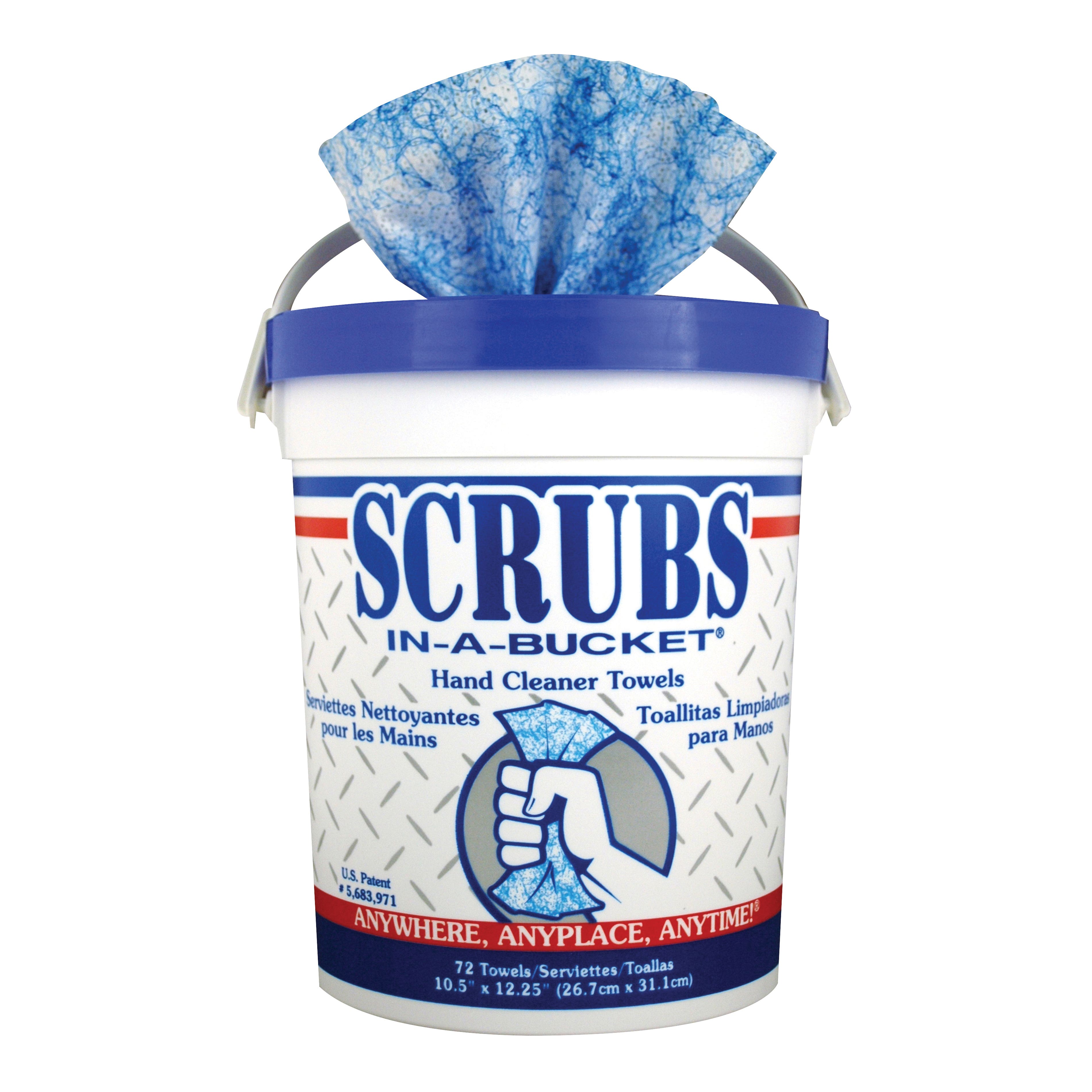 Scrubs 42272 Hand Cleaning Towel, 12 in L, Blue/White