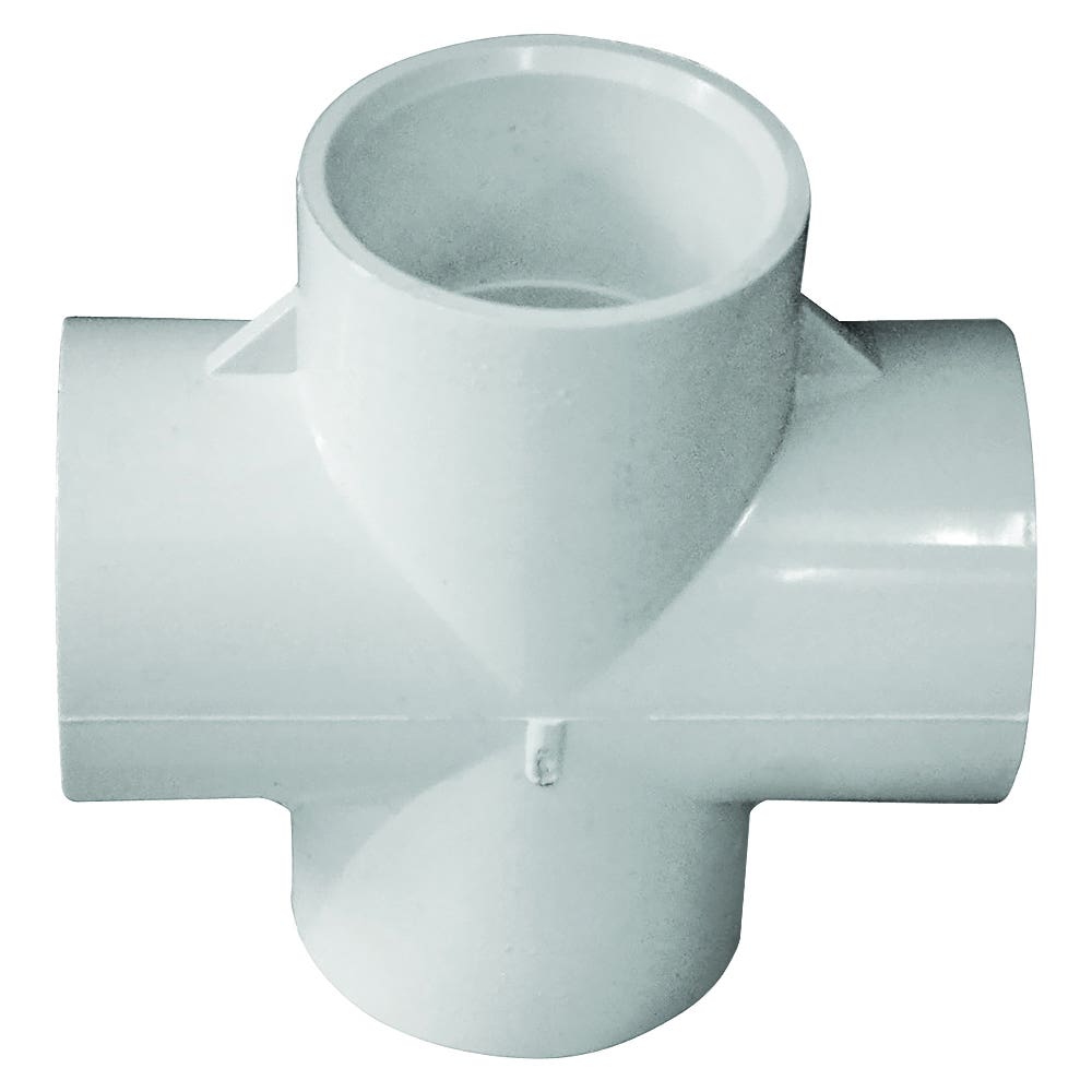 Genova 300 Series Pipe Cross, 1 in, Slip-Joint, PVC, White, SCH 40 Schedule