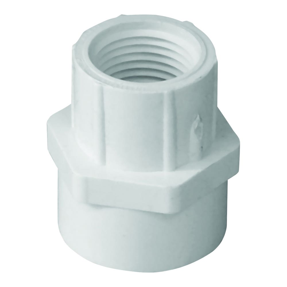 Genova 300 Series Reducing Pipe Adapter, 1 x 3/4 in, Slip x FIP, PVC, White, SCH 40 Schedule