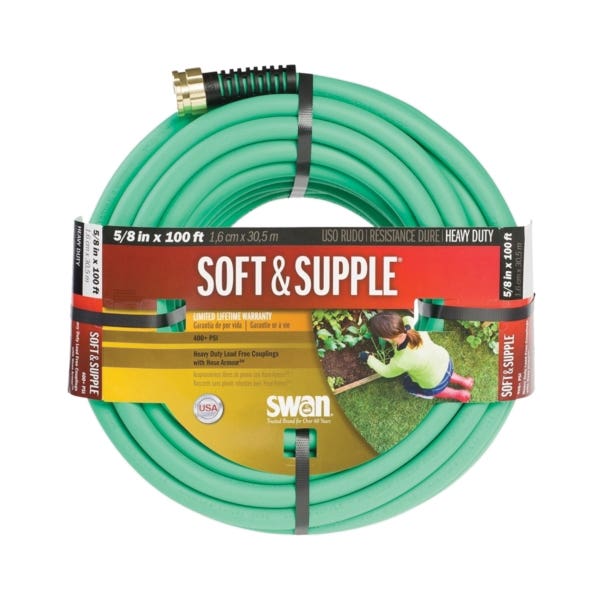 Swan SNSS58100 Garden Hose, 100 ft L, Rubber/Vinyl, Green