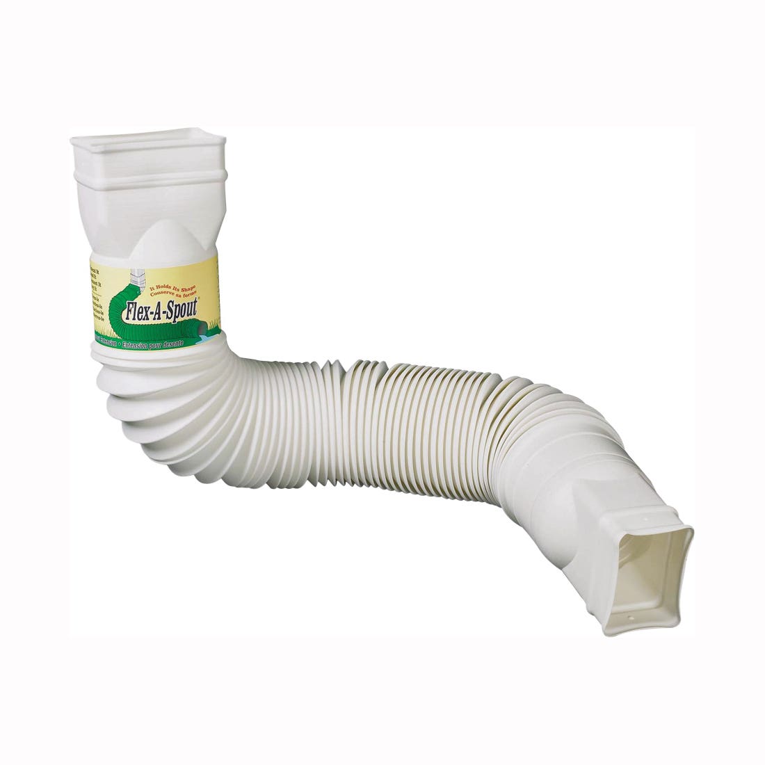 Amerimax Flex-A-Spout Series 85510 Downspout Extension, 22 to 55 in L Extended, Vinyl, White