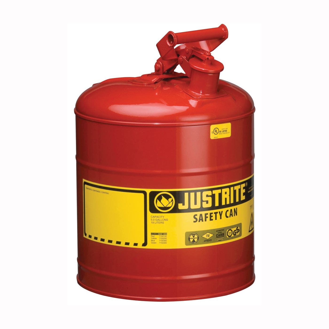 Justrite Safety Can, 5 gal, Steel, Red