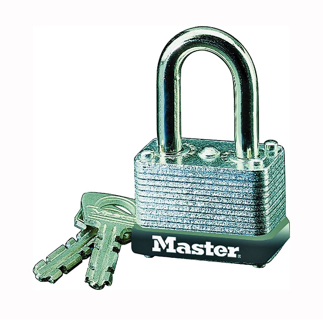 Master Lock 22D Padlock, Keyed Different Key, 1/4 in Dia Shackle, 5/8 in H Shackle, Steel Shackle, Steel Body, Laminated