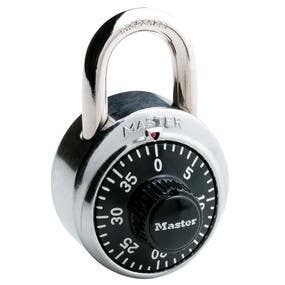Master Lock 1500D Padlock, Non-Resettable Combination Key, 9/32 in Dia Shackle, 3/4 in H Shackle, Steel Shackle