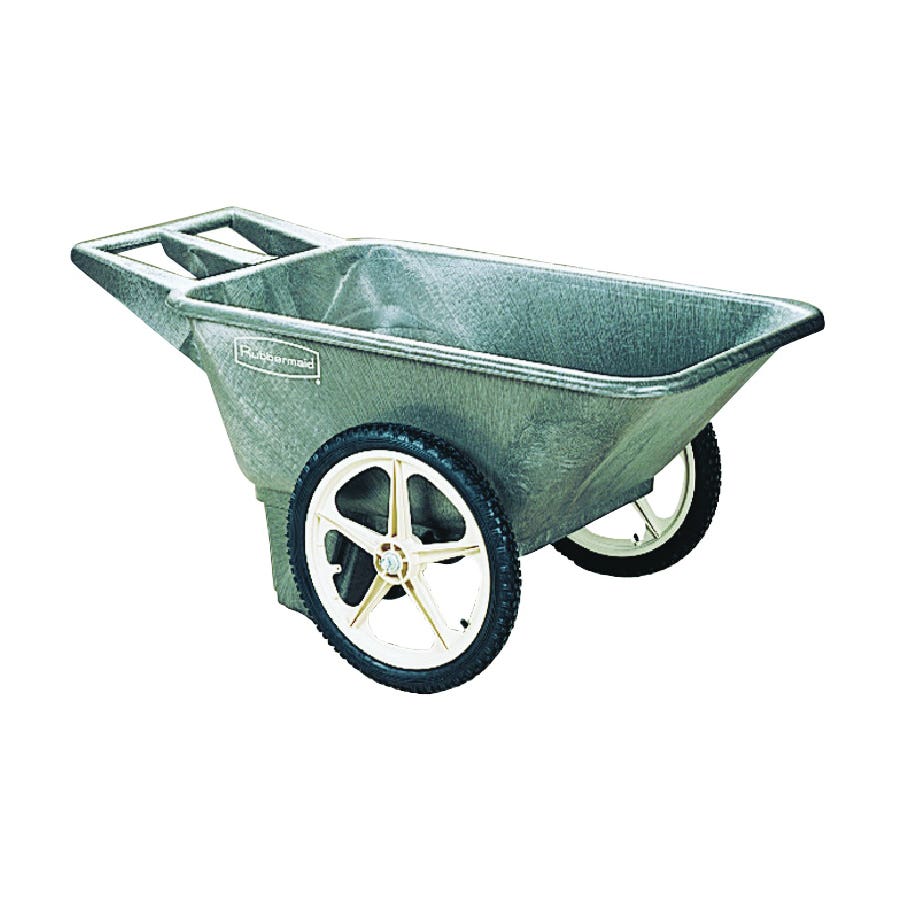 Rubbermaid Utility Cart, 300 lb, Plastic Deck, 2-Wheel, 20 in Wheel, Pneumatic Wheel, Black