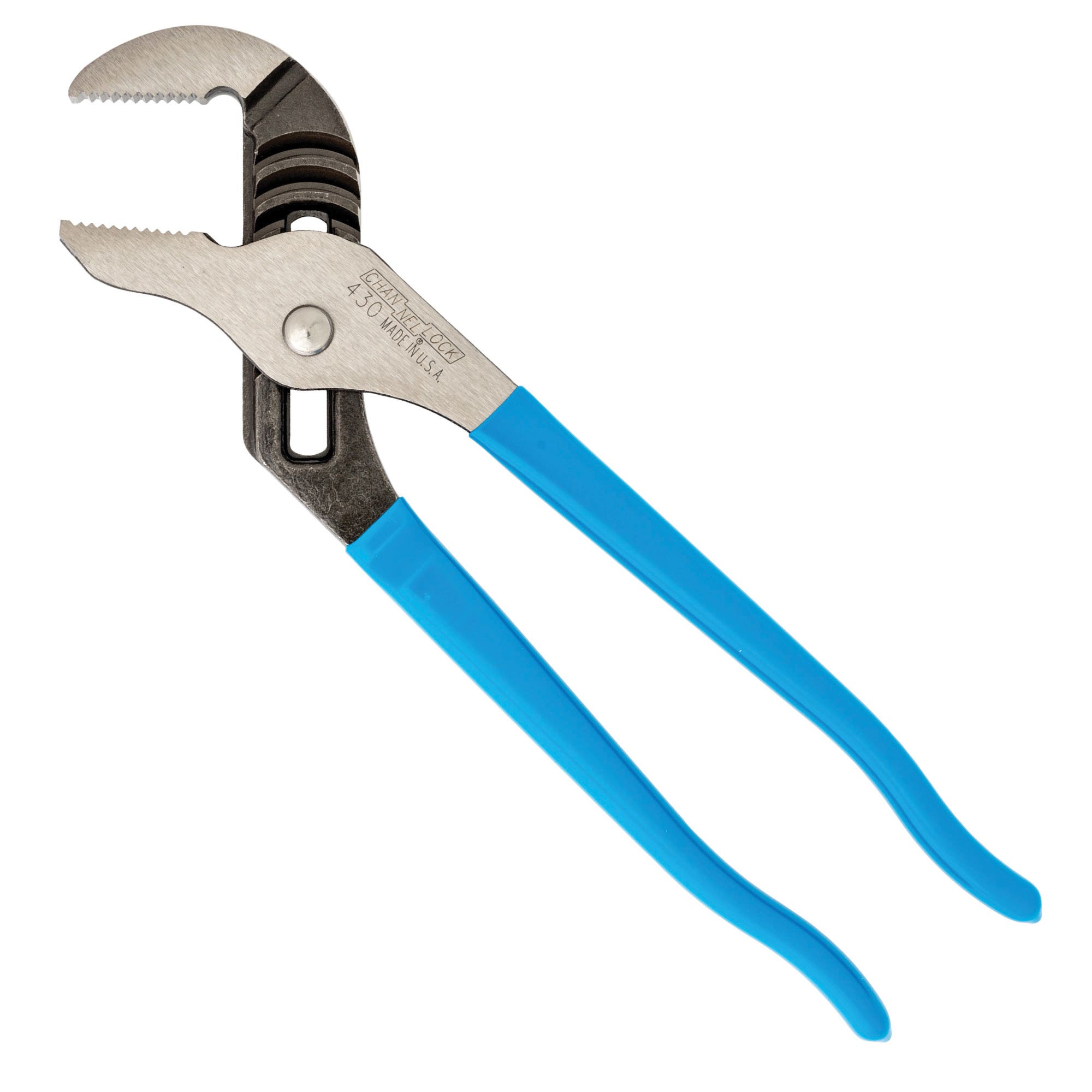 Channellock 430 Tongue and Groove Pliers, 10 in OAL, 2 in Jaw Opening, Blue Handle, Cushion Grip Handle, 1.38 in L Jaw
