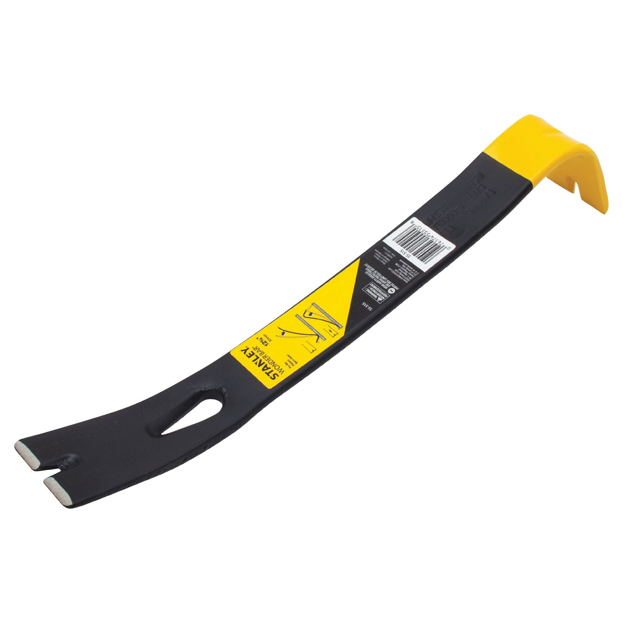 STANLEY Wonder Bar 55-515 Pry Bar, 12-3/4 in L, Beveled Tip, 1-3/4 in Claw Blade Width Tip, HCS, Black/Yellow