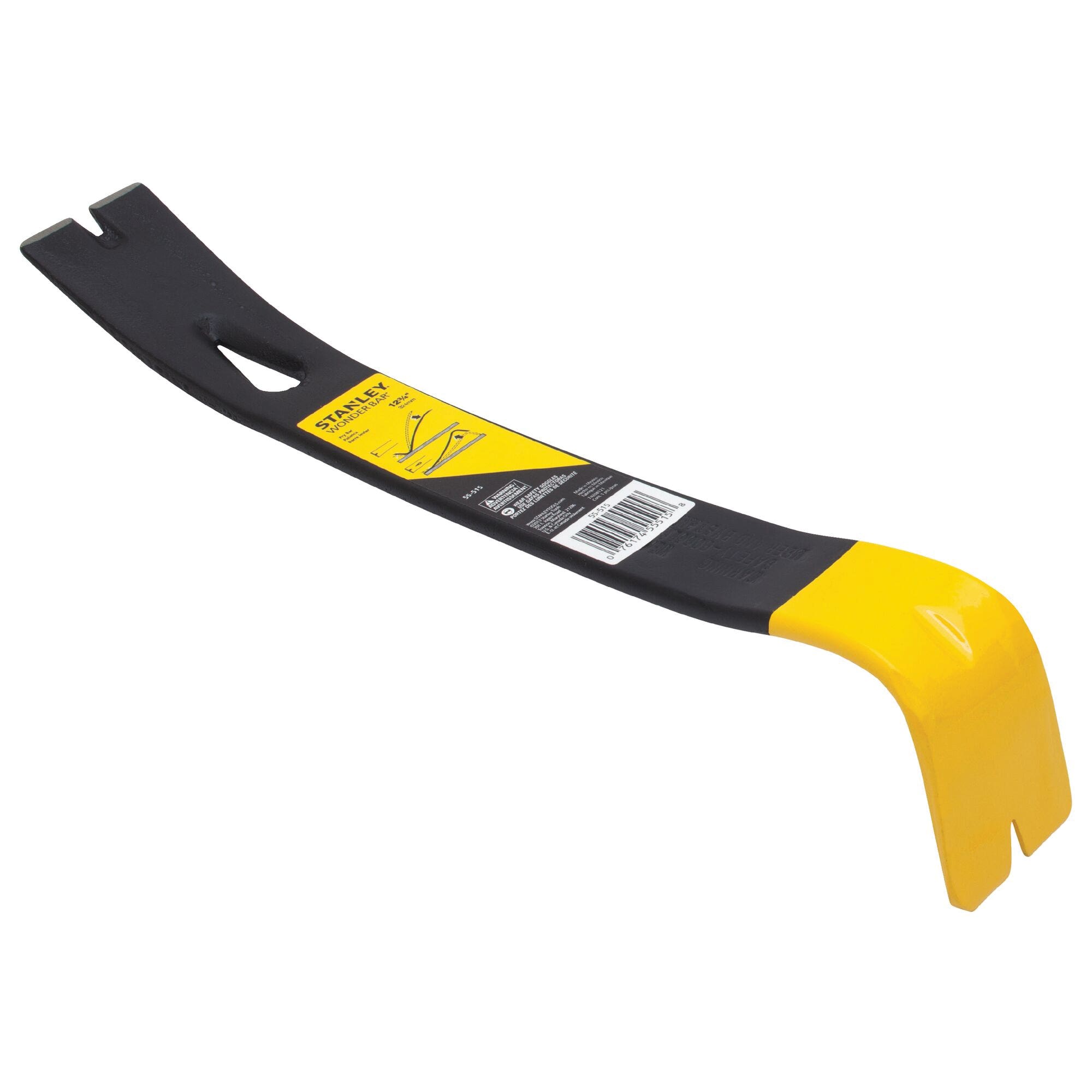 STANLEY Wonder Bar 55-515 Pry Bar, 12-3/4 in L, Beveled Tip, 1-3/4 in Claw Blade Width Tip, HCS, Black/Yellow