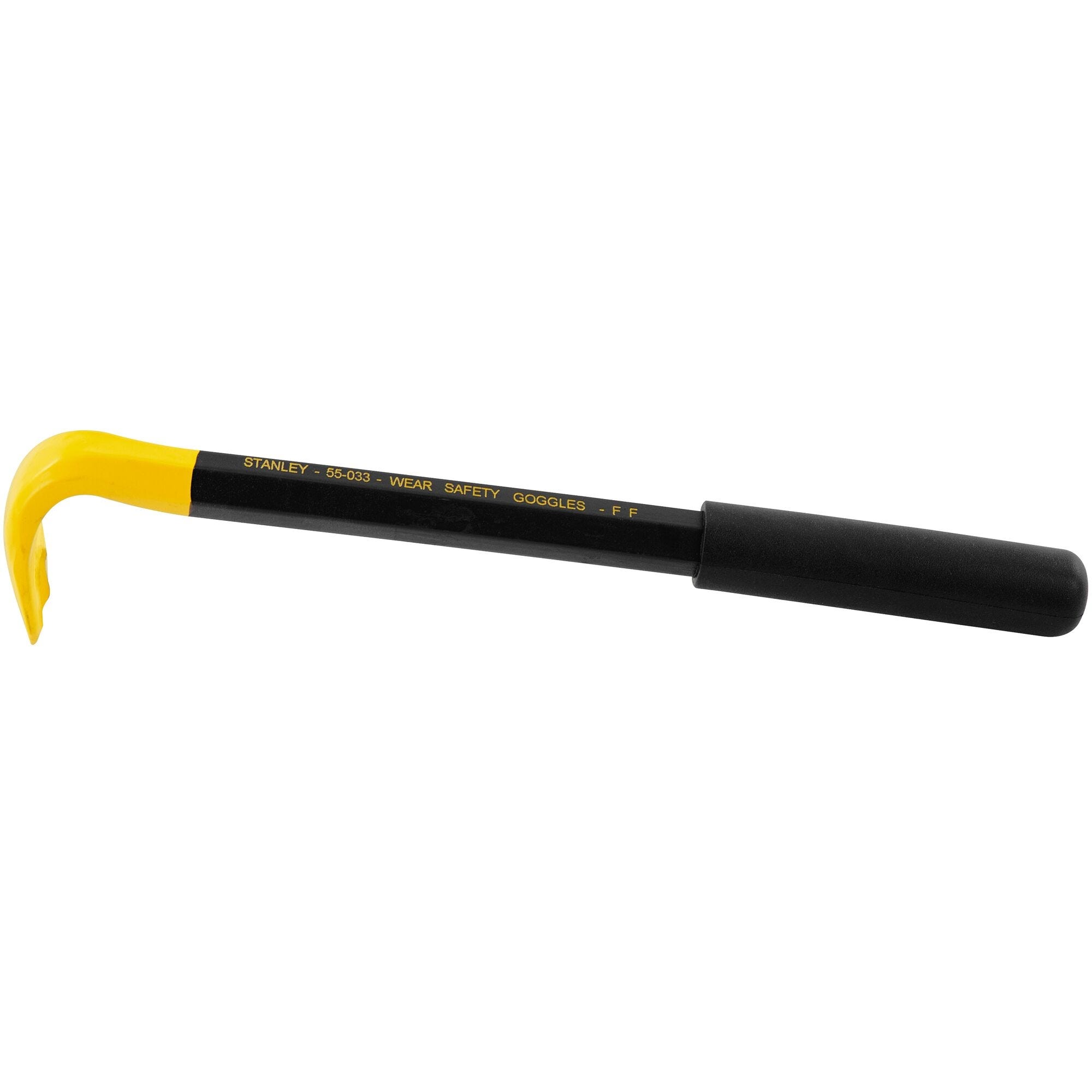 STANLEY 55-033 Nail Claw, 10-1/4 in L, Beveled Tip, HCS, Black/Yellow, 9/16 in Dia