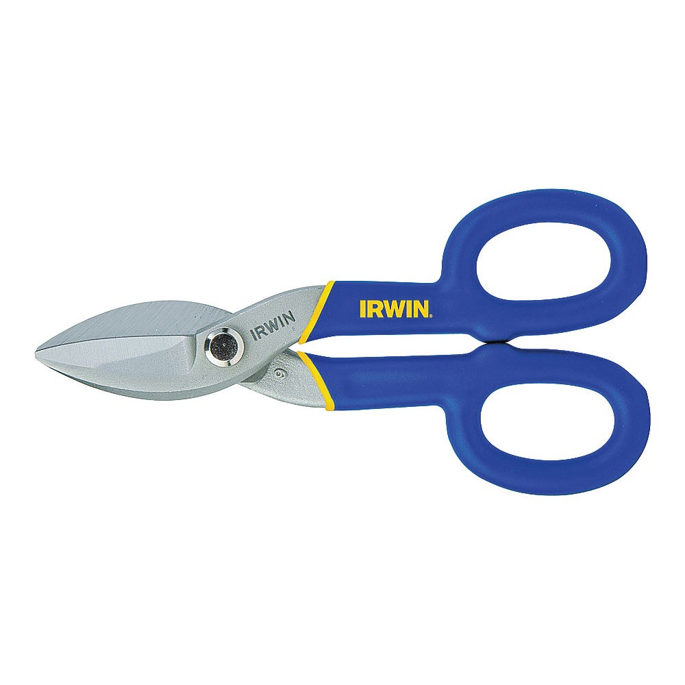 Irwin 22007 Tinner Snip, 7 in OAL, 1-1/2 in L Cut, Curved, Straight Cut, Steel Blade, Double-Dipped Handle