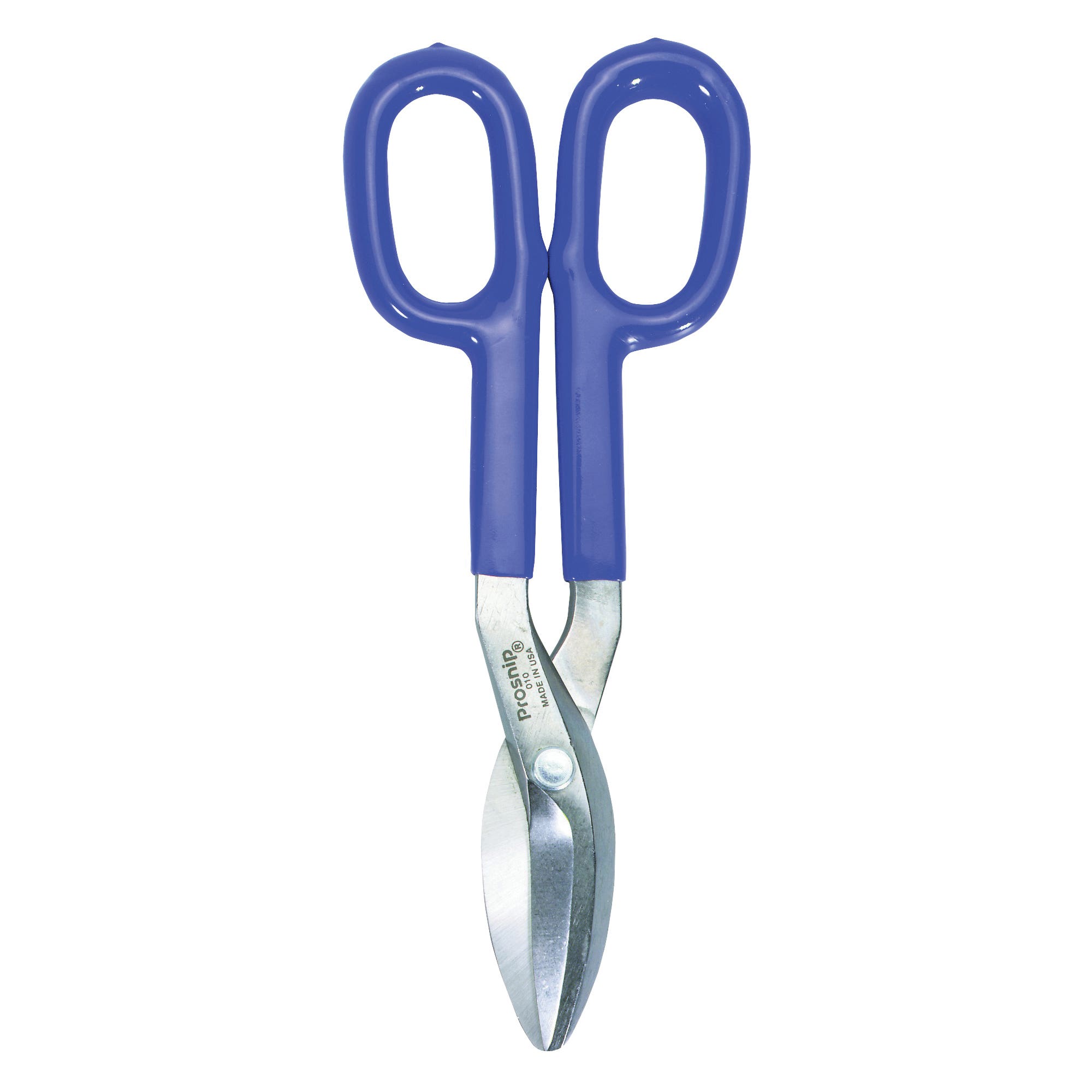 Irwin 22010 Tinner Snip, 10 in OAL, 2 in L Cut, Curved, Straight Cut, Steel Blade, Double-Dipped Handle, Blue Handle