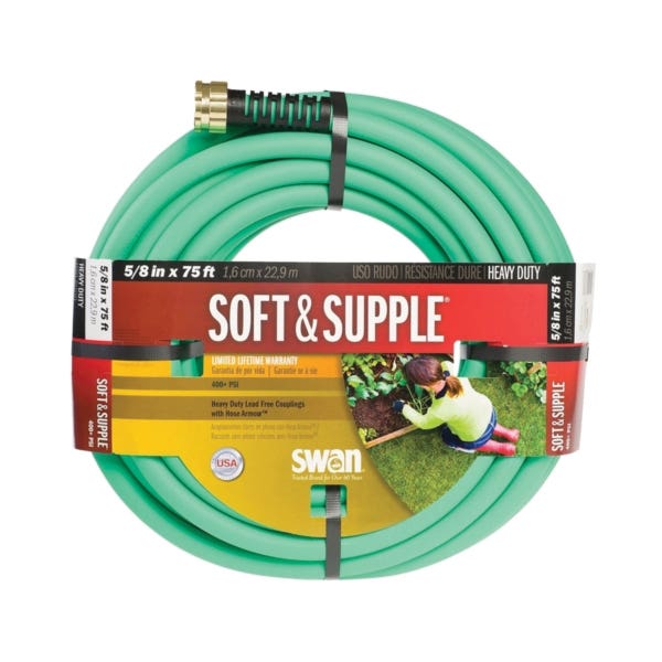 Swan SNSS58075 Garden Hose, 75 ft L, Rubber/Vinyl, Green