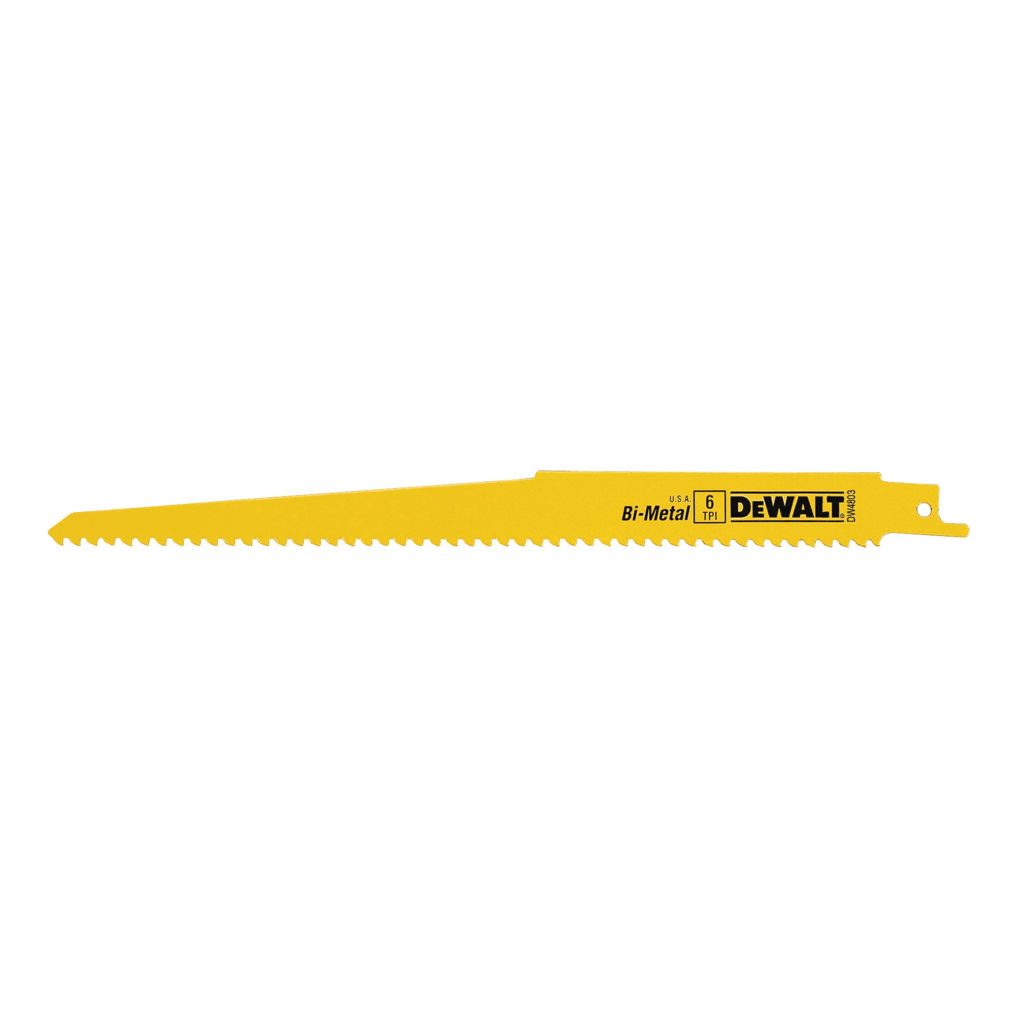 DEWALT DW4803 Reciprocating Saw Blade, Applicable Materials: Wood, 3/4 in W, 9 in L, 6 TPI