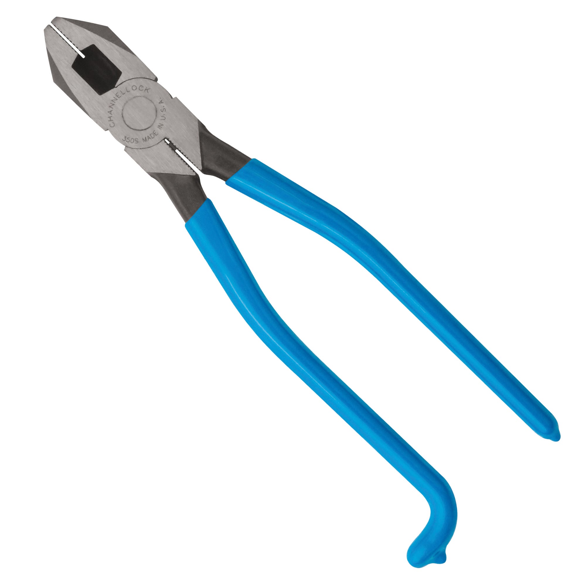 Channellock 350S Iron Workers Pliers, 8-3/4 in OAL, Blue Handle, Ergonomic Handle, 1.06 in W Jaw, 1.28 in L Jaw