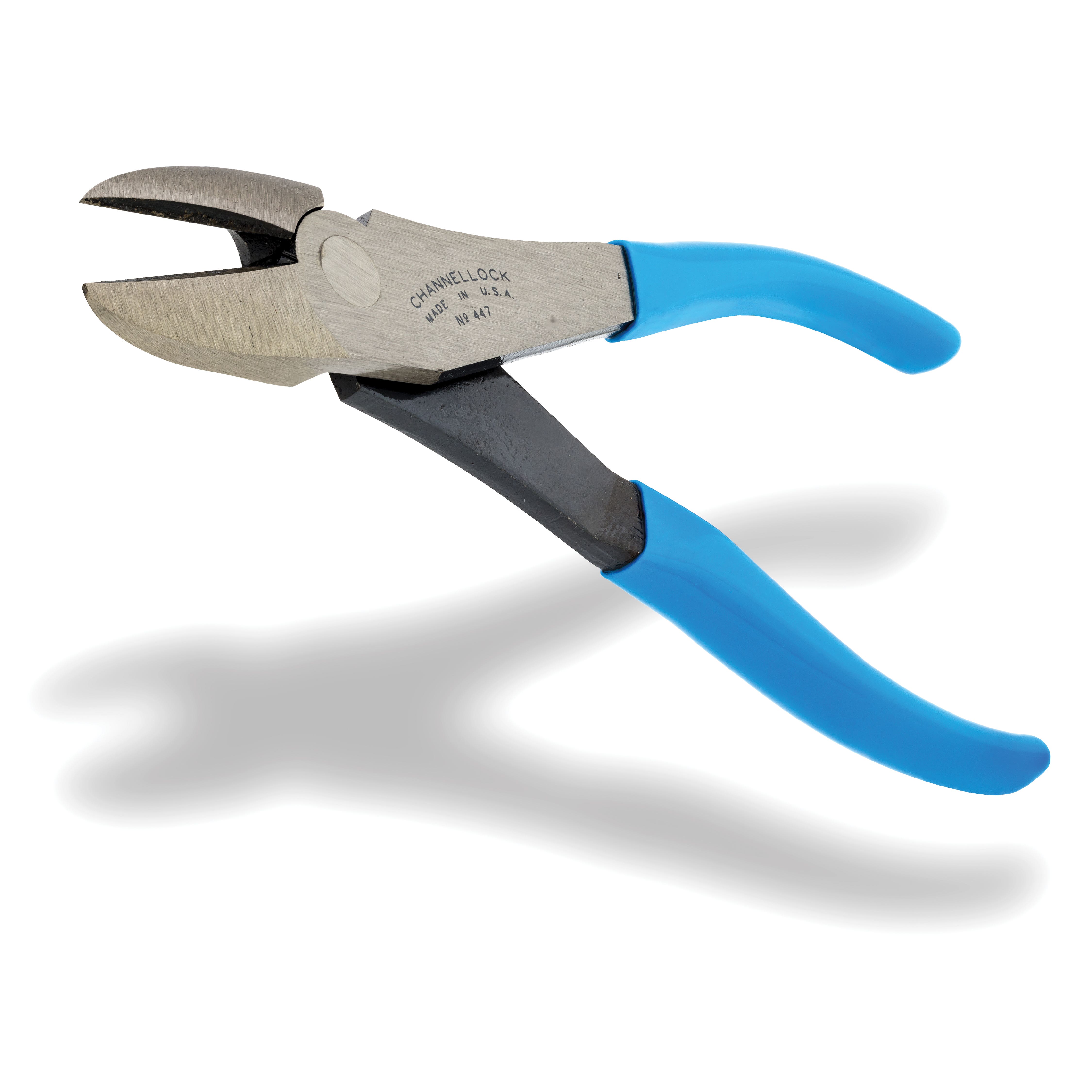 Channellock 447 Diagonal Cutting Pliers, 7-3/4 in OAL, Blue Handle, Ergonomic Handle, 1.06 in W Jaw, 1.02 in L Jaw