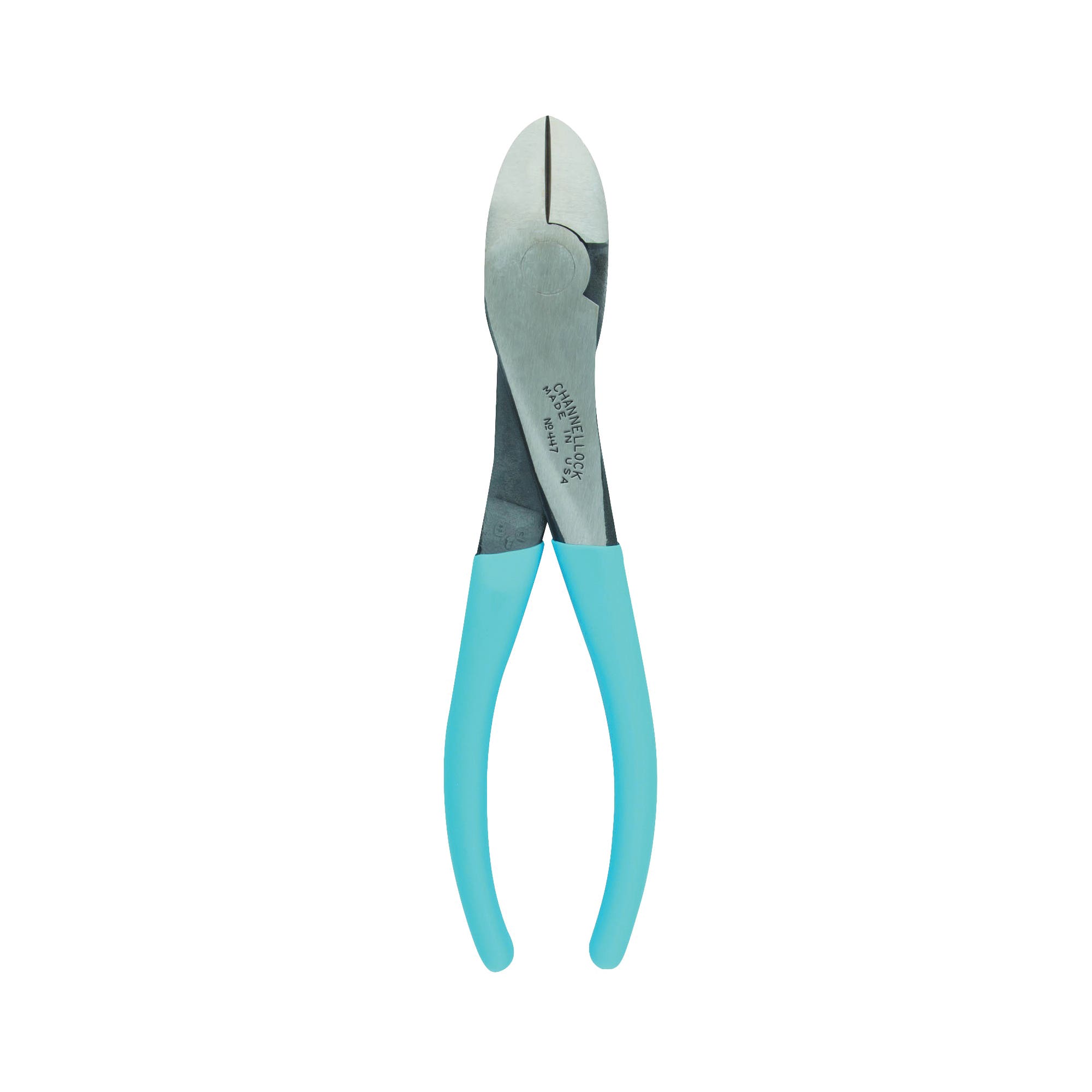 Channellock 447 Diagonal Cutting Pliers, 7-3/4 in OAL, Blue Handle, Ergonomic Handle, 1.06 in W Jaw, 1.02 in L Jaw