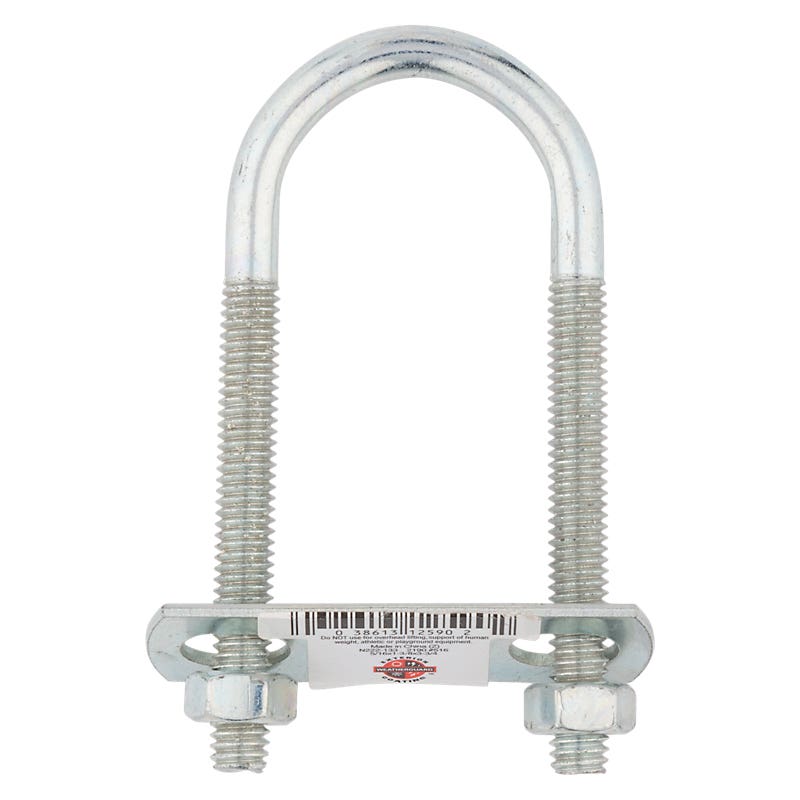 National Hardware N222-133 U-Bolt, 3-3/4 in L Inside, 1-3/8 in W Inside, 5/16-18 Thread, 2-1/4 in L Thread, Steel, Zinc