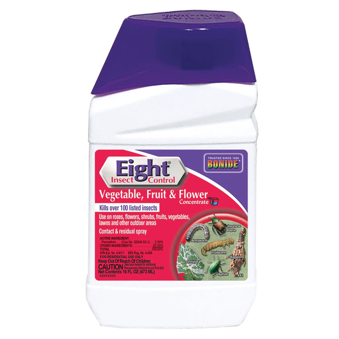 Bonide Eight 442 Insect Control, Liquid, Spray Application, 1 pt Bottle