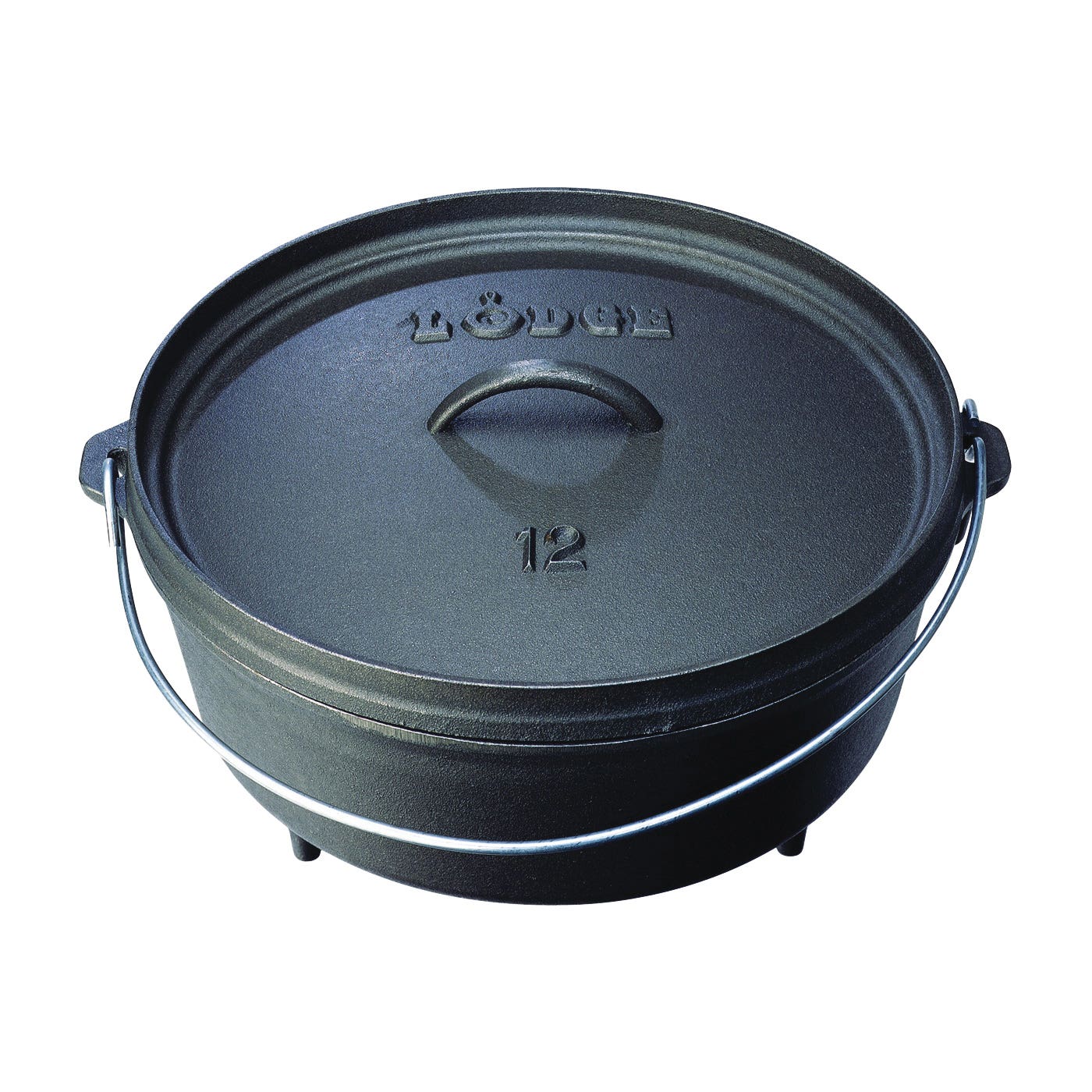 Lodge Camp Dutch Oven, 6 qt Capacity, Cast Iron, Black, Bail Handle