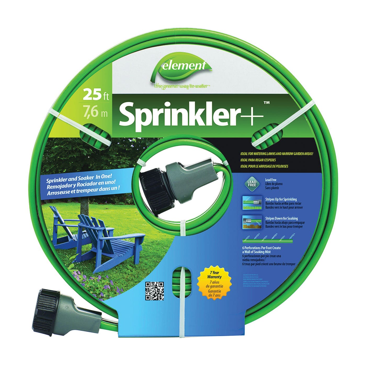 Swan ELTECV025 Sprinkler Hose, 25 ft L, Rubber, Black