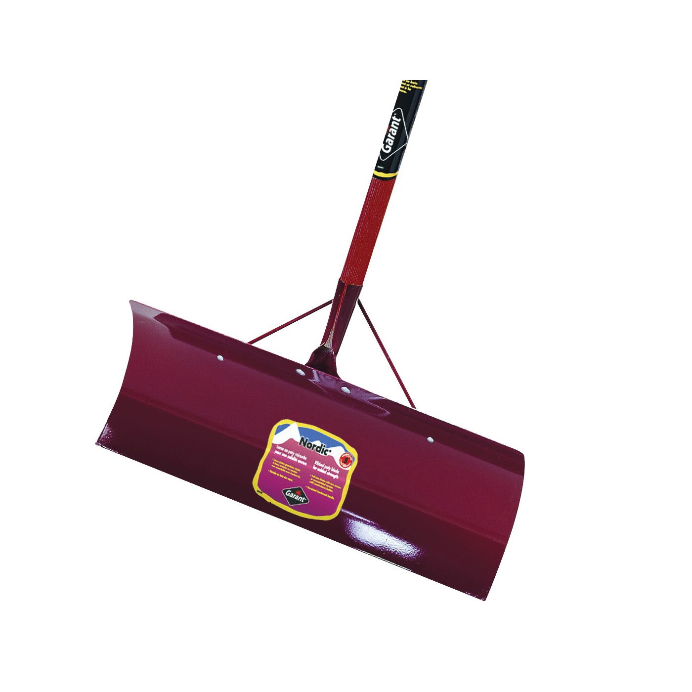 Garant Snow Pusher, 24 in W Blade, Steel Blade, Hardwood Handle, D-Shaped Handle