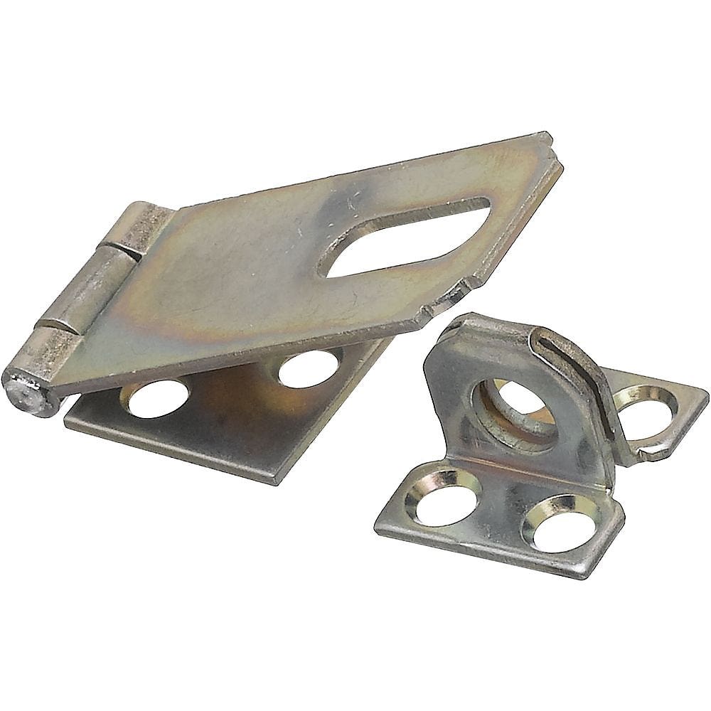 National Hardware V30 Series N102-145 Safety Hasp, 2-1/2 in L, 1 in W, Steel, Zinc, 0.35 in Dia Shackle