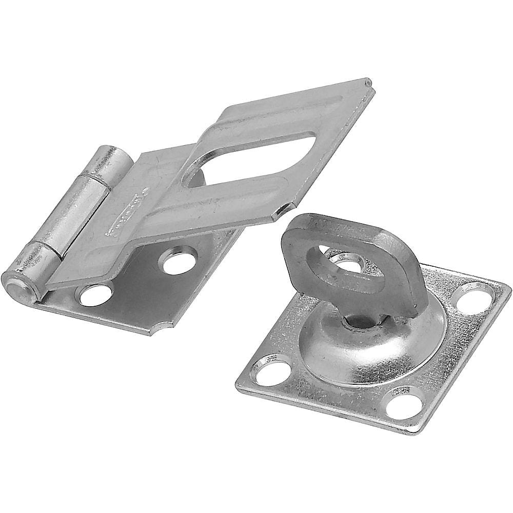 National Hardware V32 Series N102-855 Safety Hasp, 3-1/4 in L, 1-1/2 in W, Steel, Zinc, 0.41 in Dia Shackle