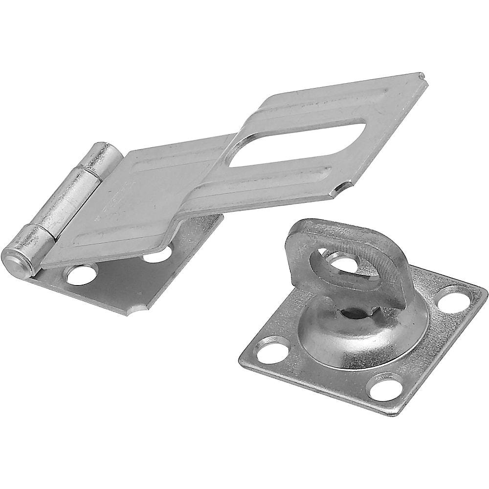 National Hardware V32 Series N102-921 Safety Hasp, 4-1/2 in L, 1-1/2 in W, Steel, Zinc, 0.41 in Dia Shackle