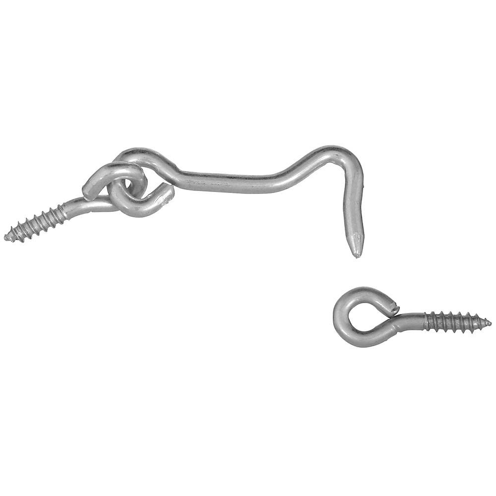 National Hardware V2000 Series N117-911 Hook and Eye, 2 in L Dimensions, Steel, Zinc, 2/PK