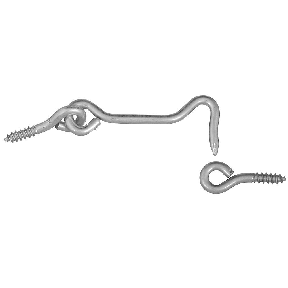 National Hardware V2000 Series N117-952 Hook and Eye, 2-1/2 in Dimensions, Steel, Zinc, 2/PK