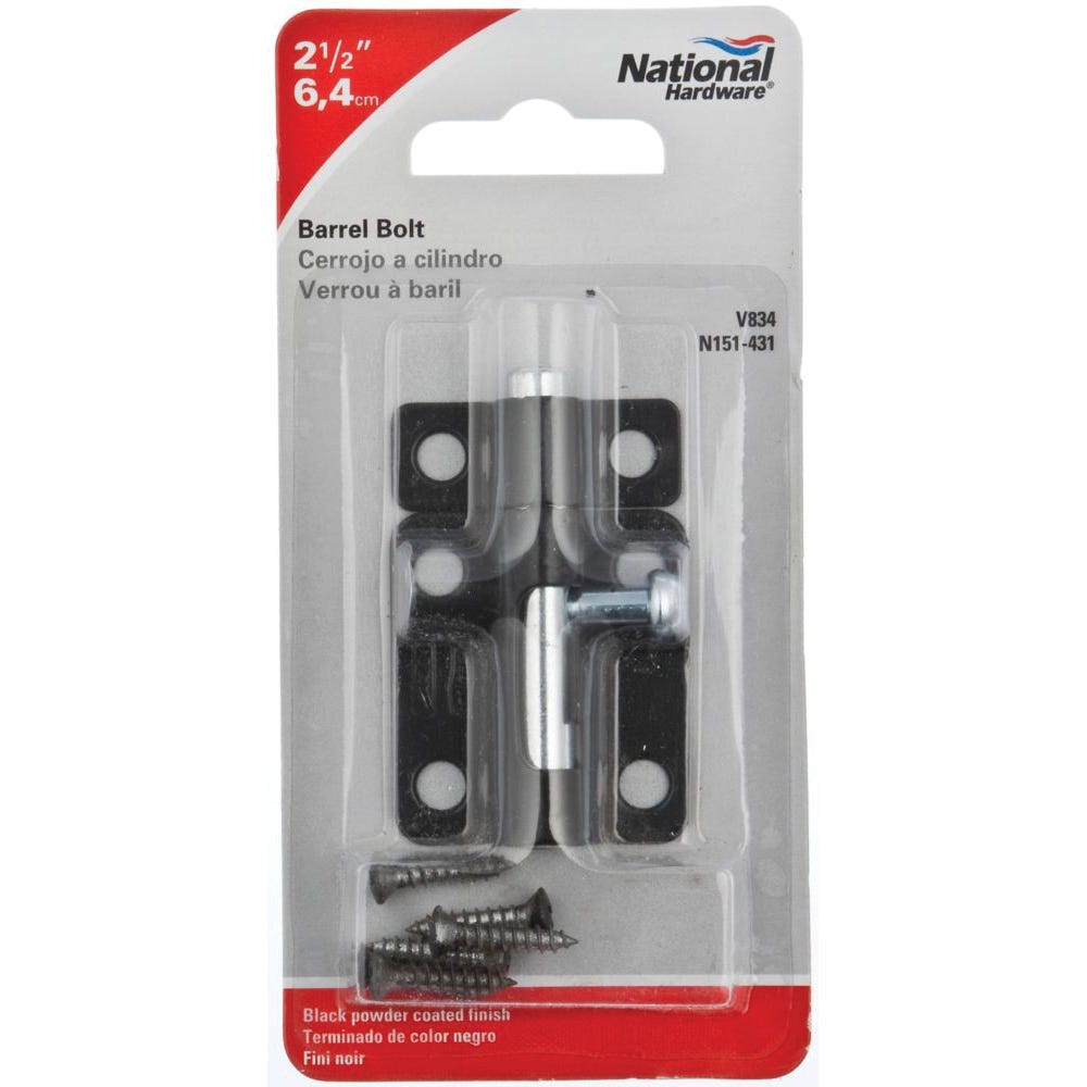 National Hardware N151-431 Barrel Bolt, 0.32 in Dia Bolt Head, 2-1/2 in L Bolt, Steel
