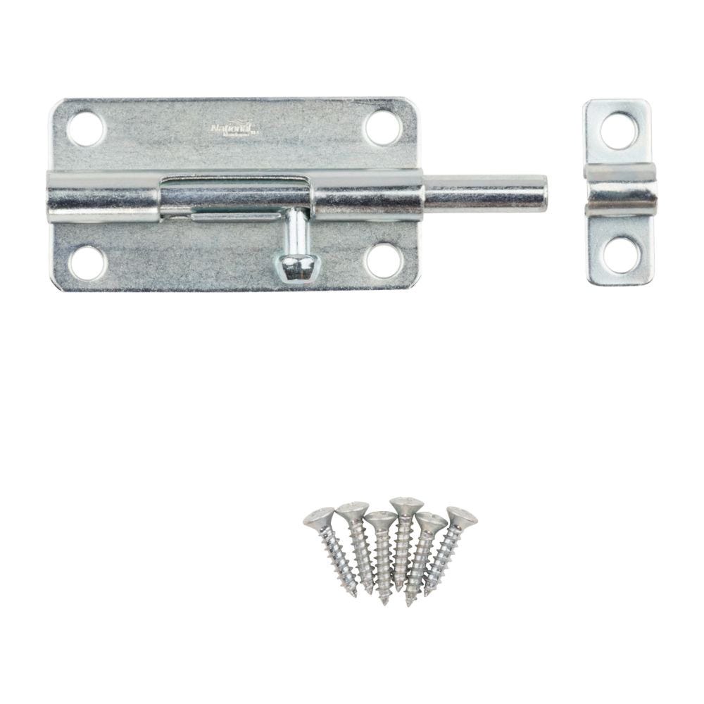National Hardware N151-654 Barrel Bolt, 0.32 in Dia Bolt Head, 4 in L Bolt, Steel, Zinc