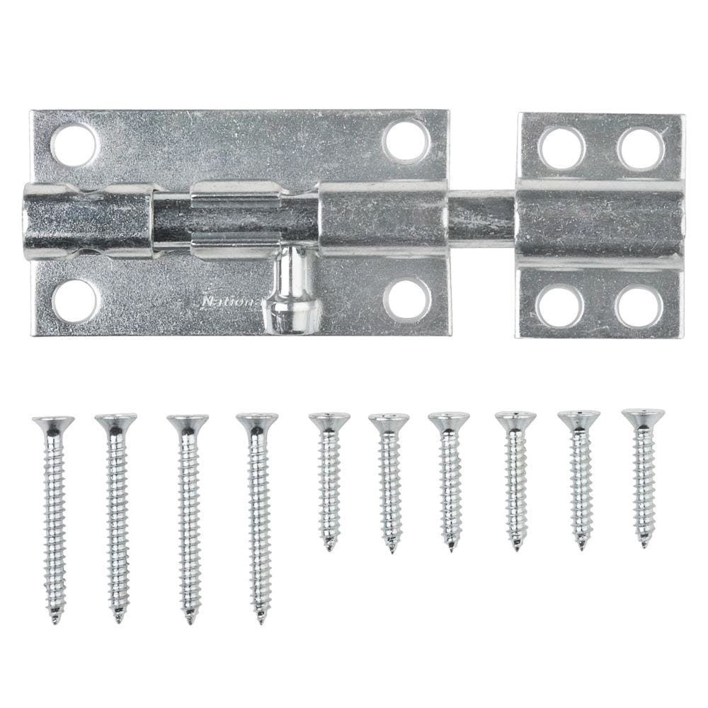 National Hardware N162-370 Barrel Bolt, 0.39 in Dia Bolt Head, 4 in L Bolt, Steel, Zinc