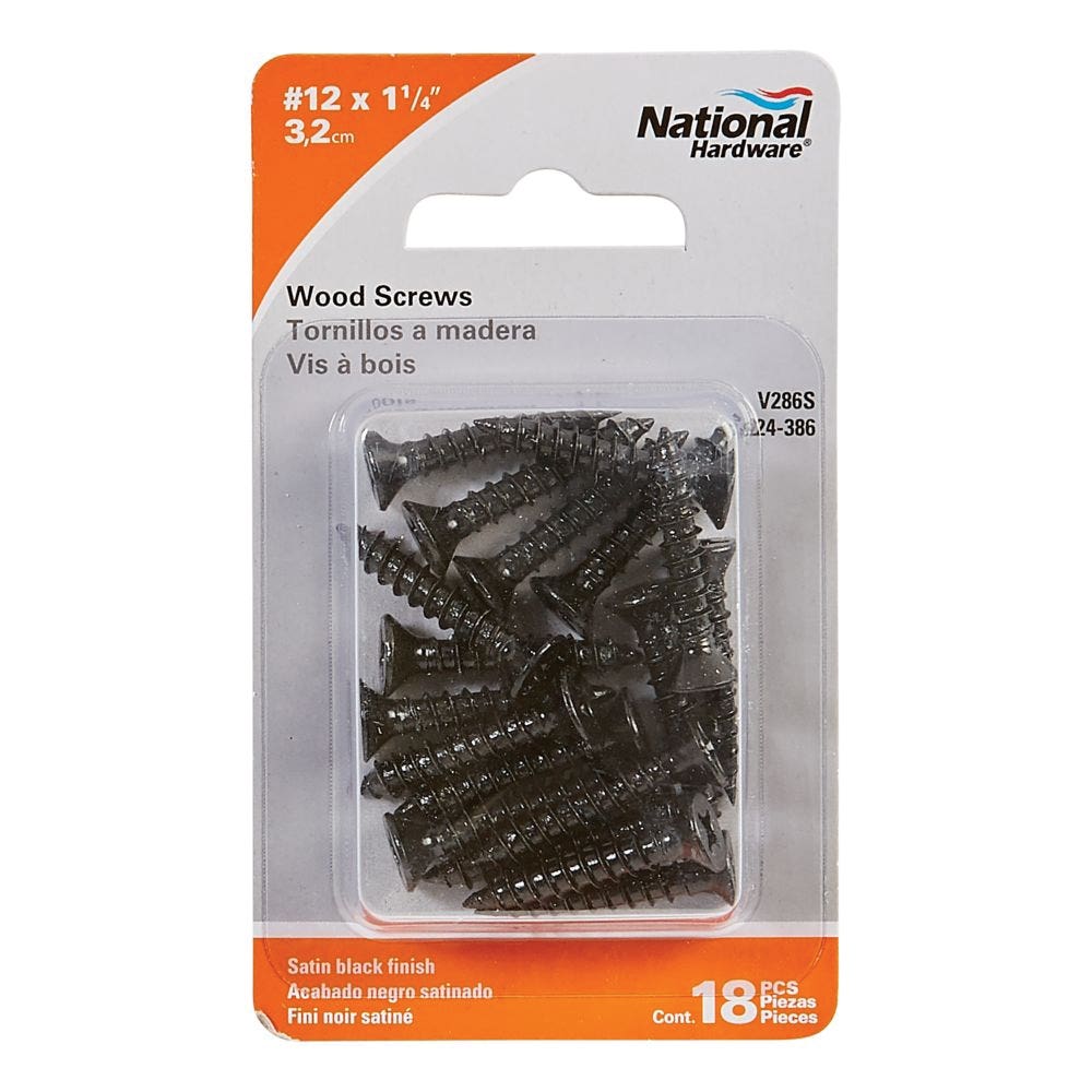 National Hardware N224-386 Screw, #12 Thread, 1-1/4 in L, Flat Head, Phillips Drive, Steel