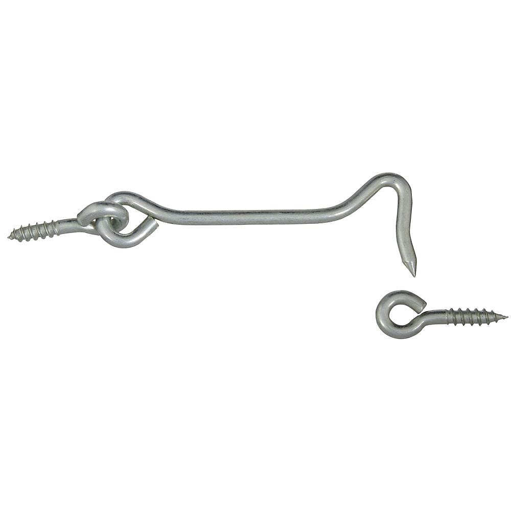 National Hardware V2000 Series N226-373 Hook and Eye, 4 in L Dimensions, Steel, Zinc, 1/PK