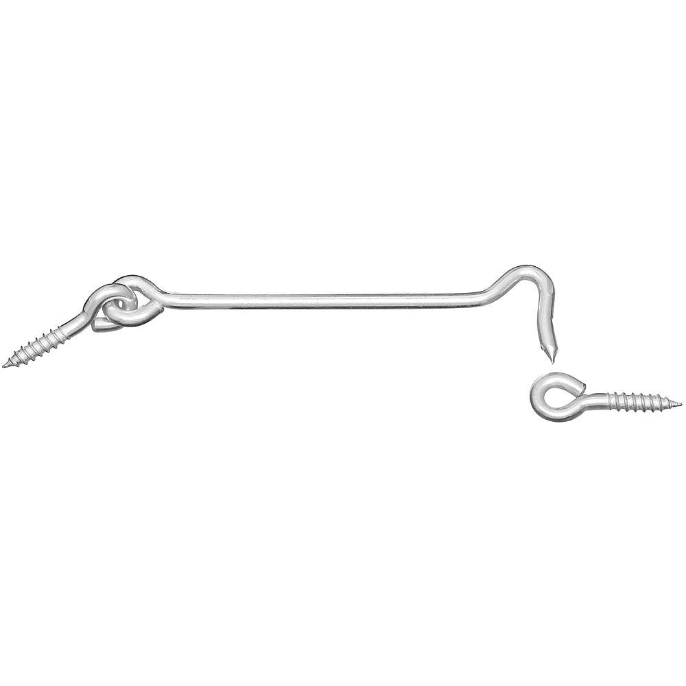 National Hardware V2000 Series N226-381 Hook and Eye, 6 in L Dimensions, Steel, Zinc, 1/PK