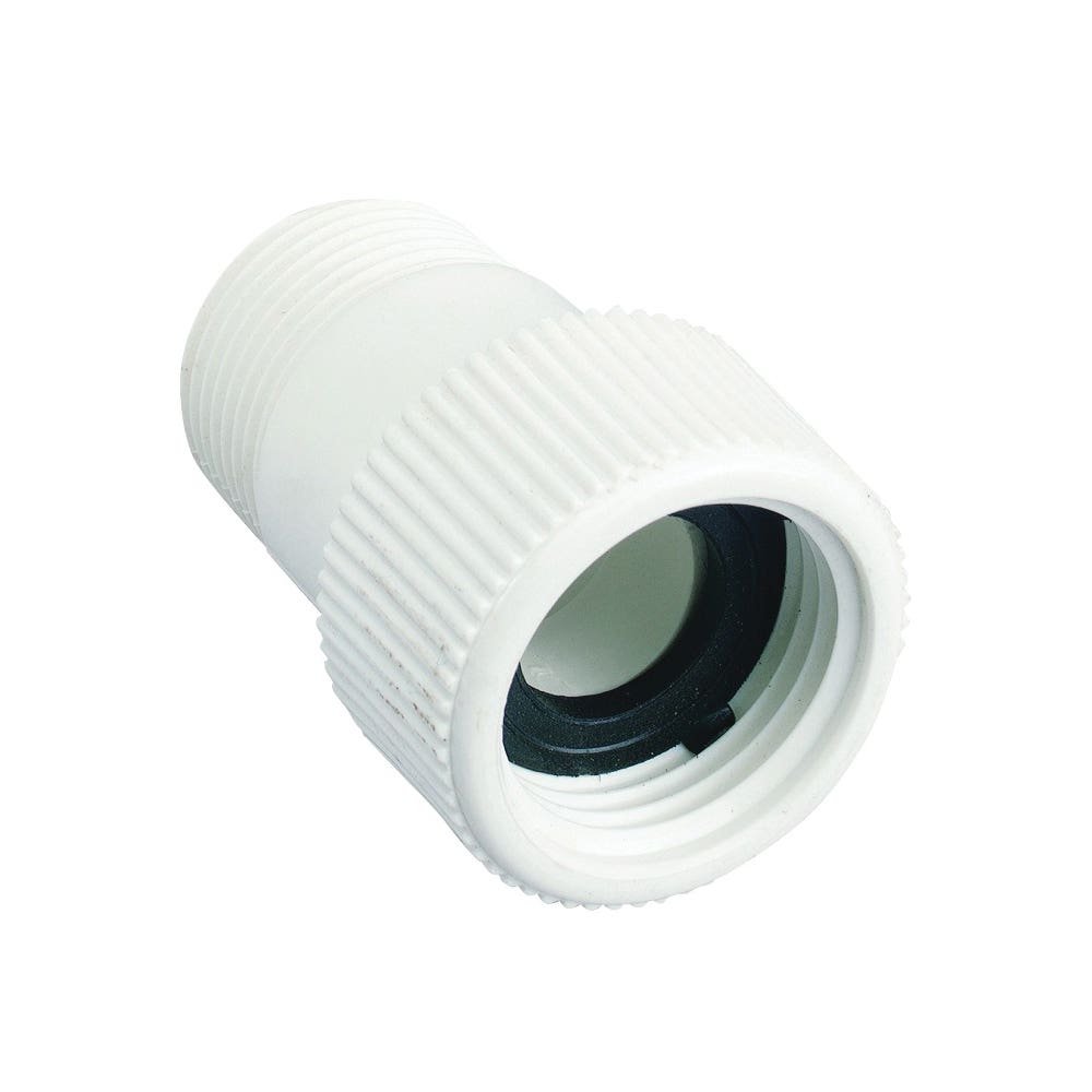 Orbit Hose to Pipe Adapter, 3/4 x 3/4 in, MNPT x FHT, Polyvinyl Chloride, White