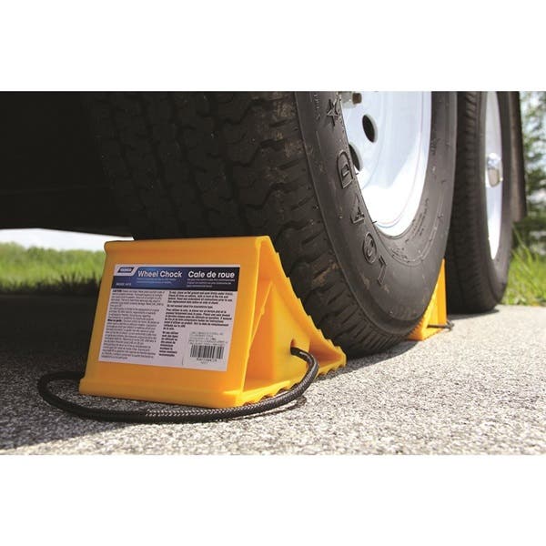 Camco Wheel Stop Chock for 26 in Tires Yellow