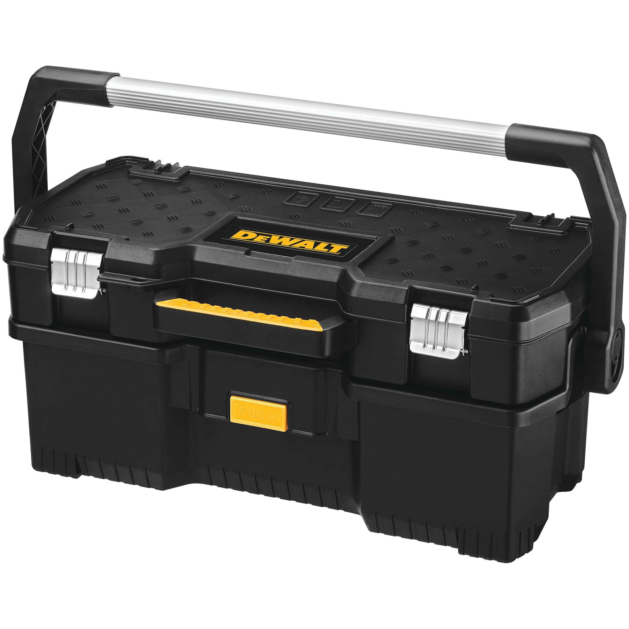 DEWALT DWST24070 Tool Tote with Power Tool Case, 77 lb, Resin, Black, 24 in L x 26-3/8 in W x 11-3/16 in H Outside