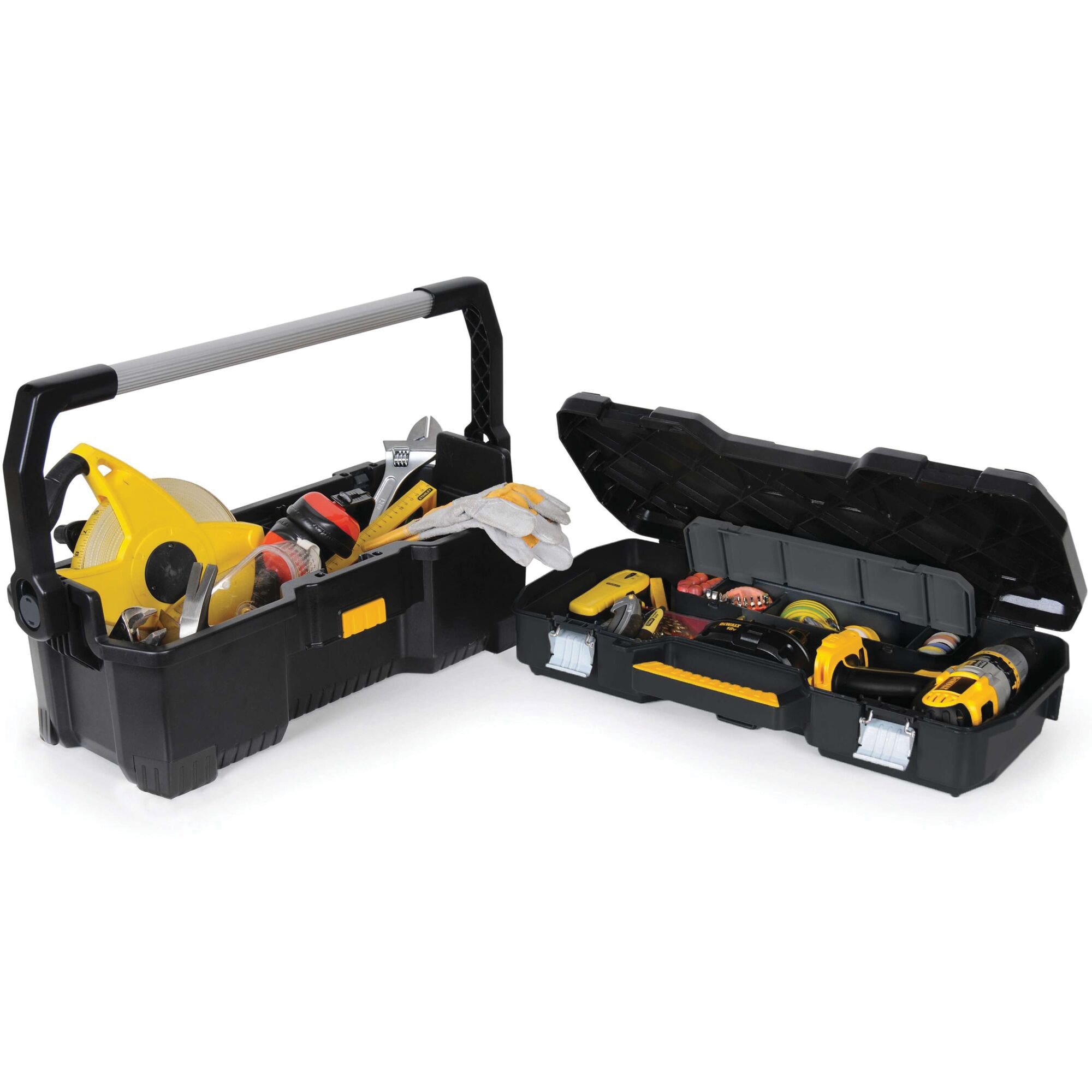 DEWALT DWST24070 Tool Tote with Power Tool Case, 77 lb, Resin, Black, 24 in L x 26-3/8 in W x 11-3/16 in H Outside