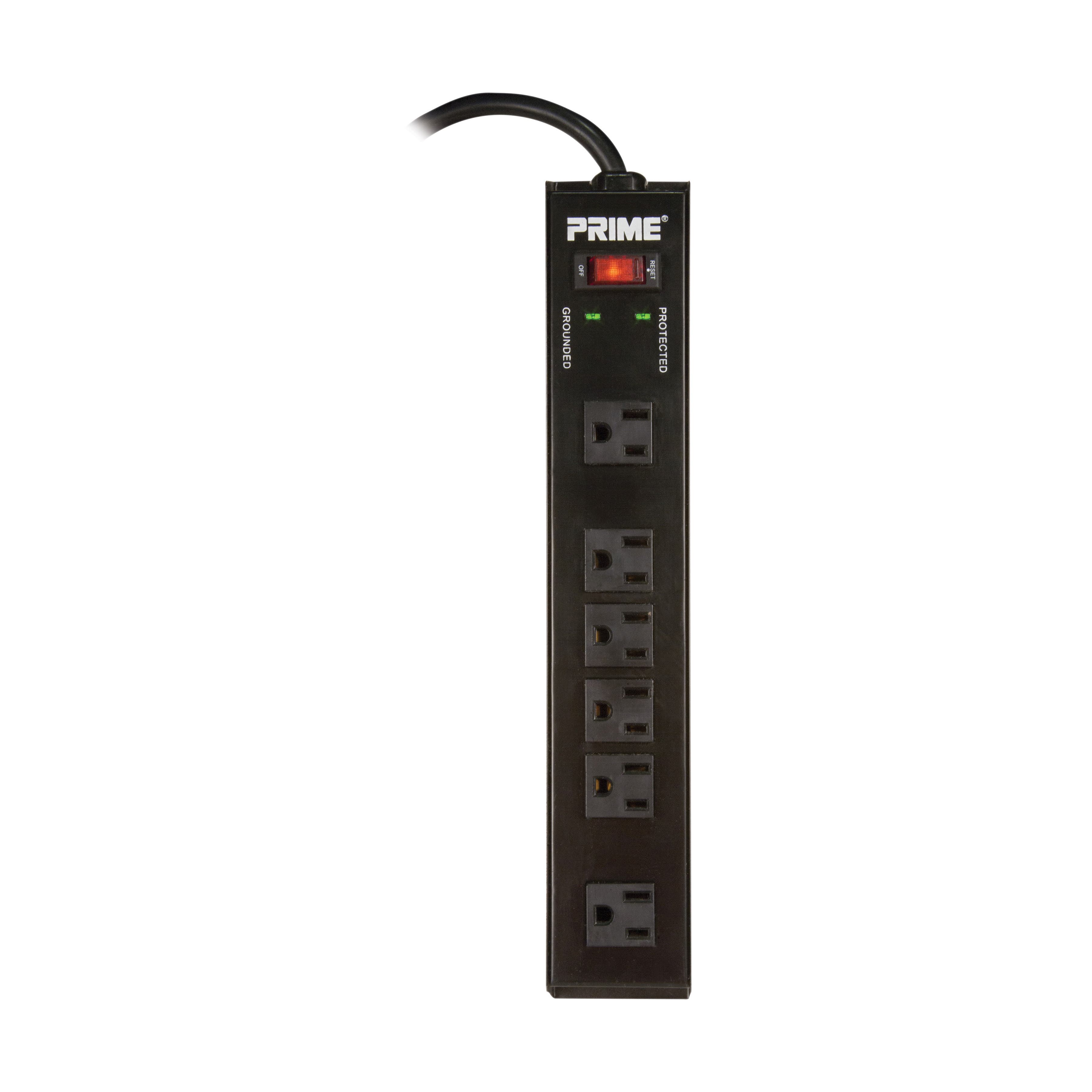 PowerZone OR802135 Surge Protector Power Strip, 125 V, 15 A, 6-Outlet, 1150 J Energy, Black