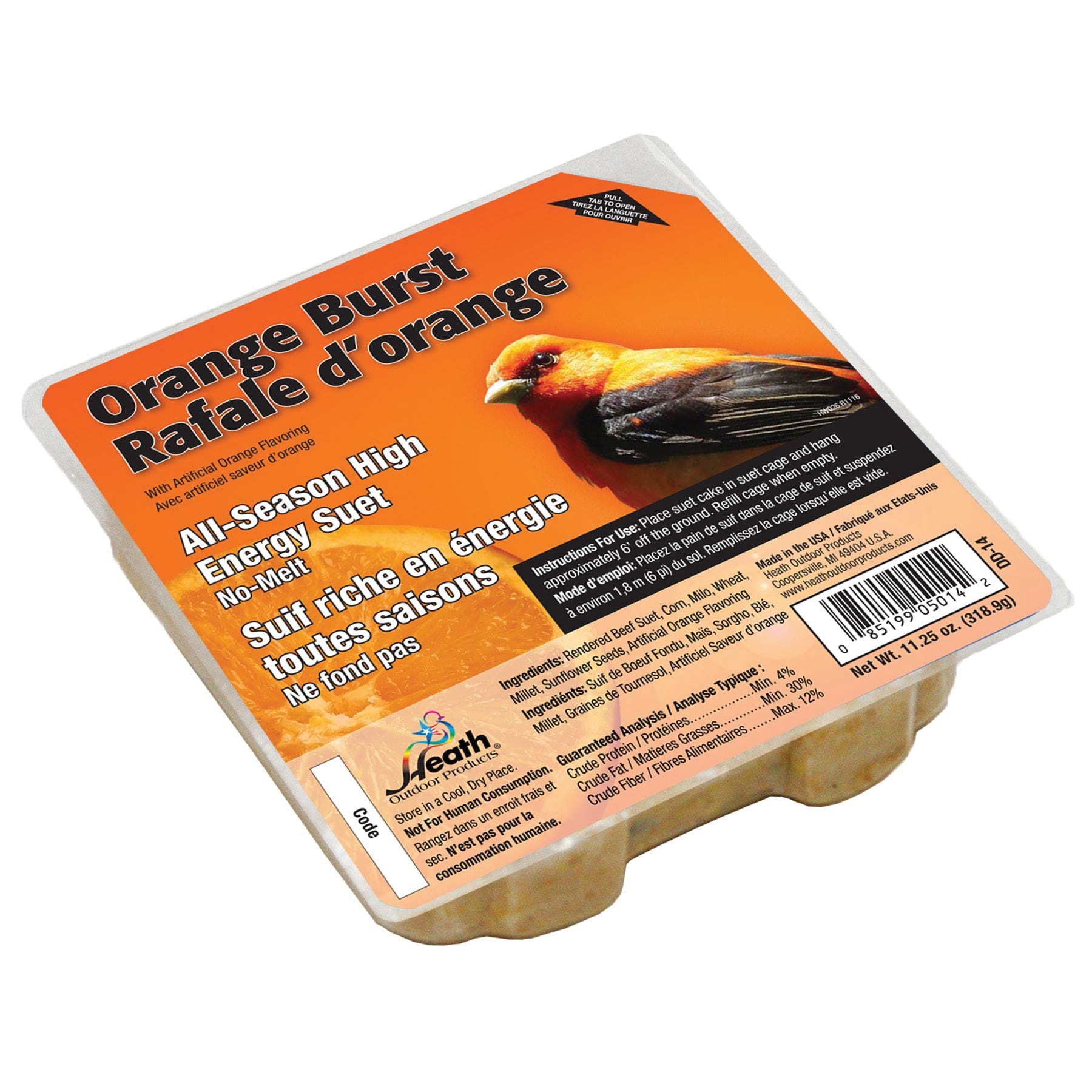 Heath Suet Cake, All-Season, Orange, 11.25 oz