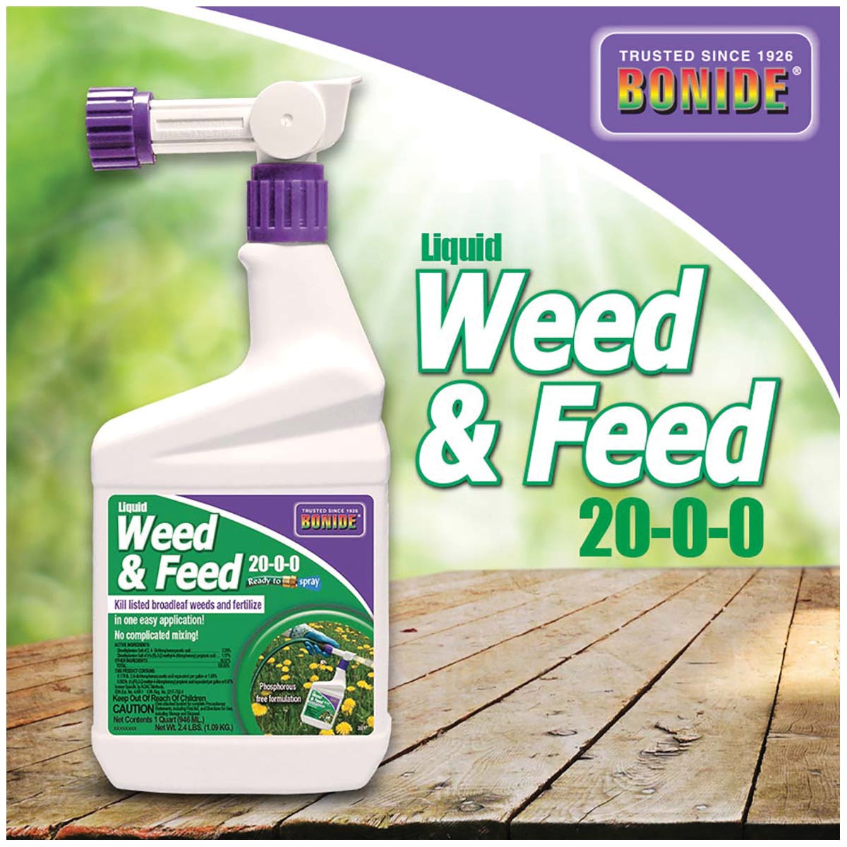 Bonide 301 Weed and Feed Lawn Fertilizer, 1 qt, Liquid, 20-0-0 N-P-K Ratio