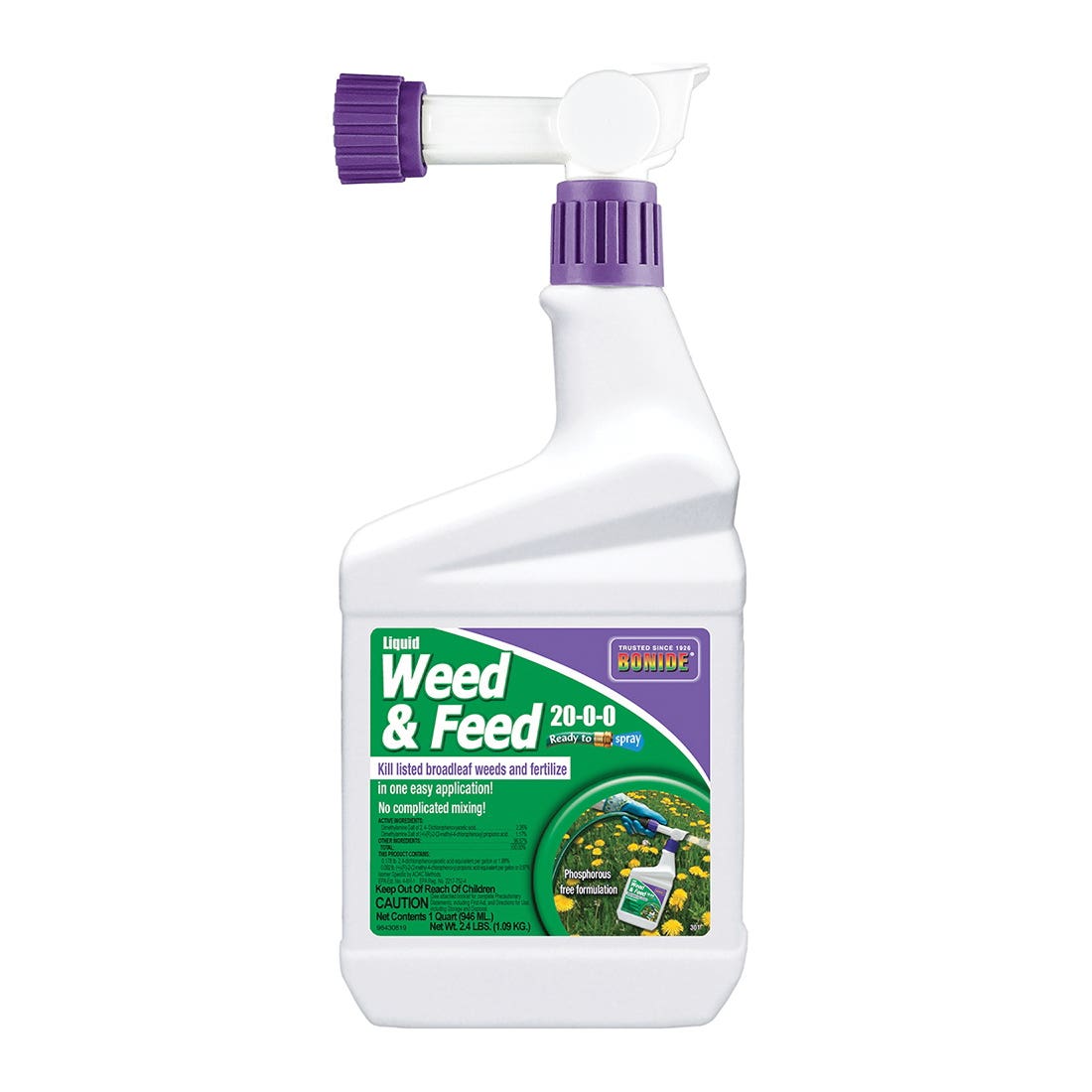 Bonide 301 Weed and Feed Lawn Fertilizer, 1 qt, Liquid, 20-0-0 N-P-K Ratio