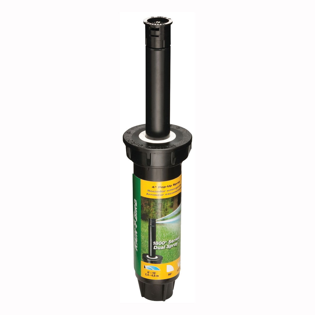 Rain Bird Spray Head Sprinkler, Part-Circle, 0.1 gpm, 1/2 in Connection, FNPT, 12 to 15 ft, Plastic