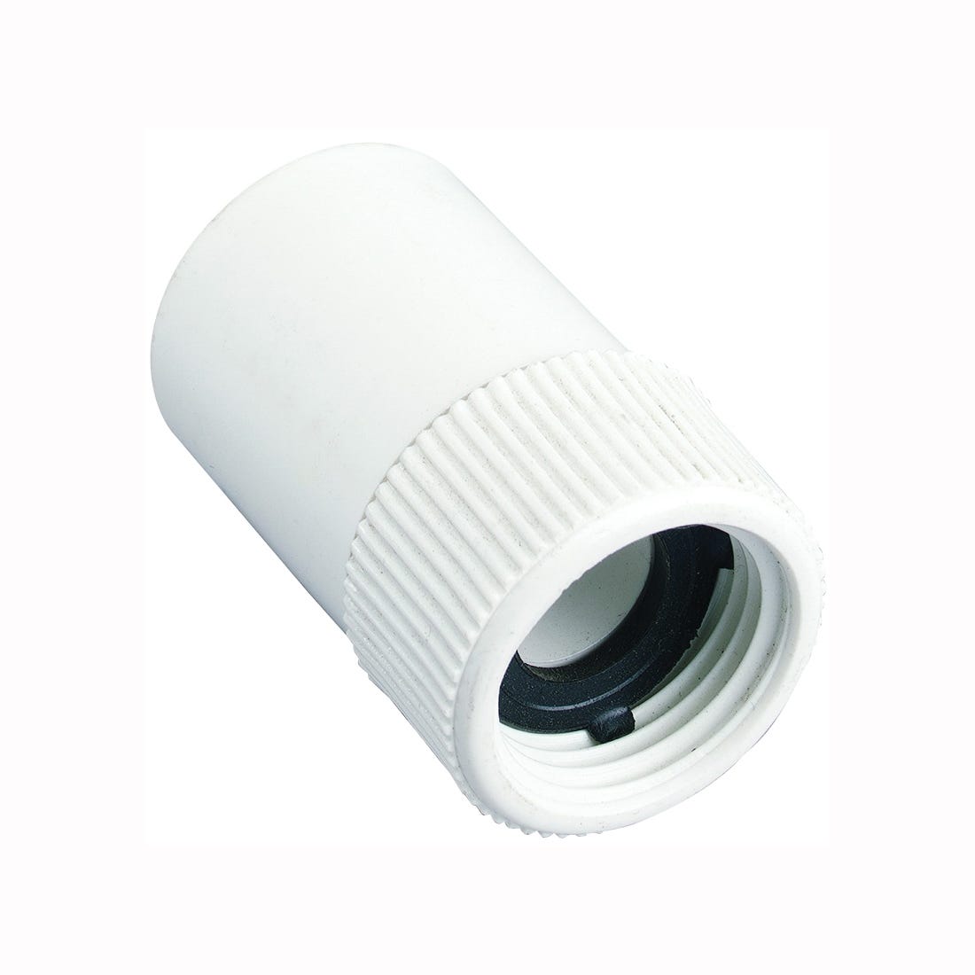 Orbit Hose to Pipe Adapter, 3/4 x 3/4 in, Slip Joint x FHT, Polyvinyl Chloride, White